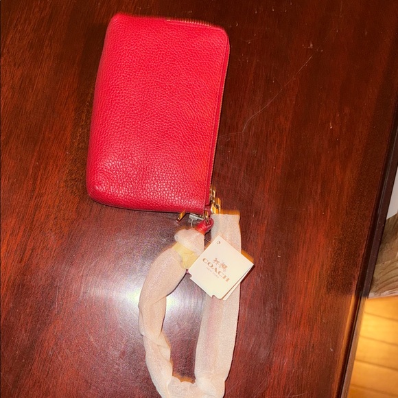 Coach Vibrant Red Wristlet with Gold Accents - Picture 2 of 4